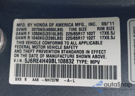 2011 Honda Cr-V Se z USA, uszkodzony, nr VIN 5J6RE4H49BL108832